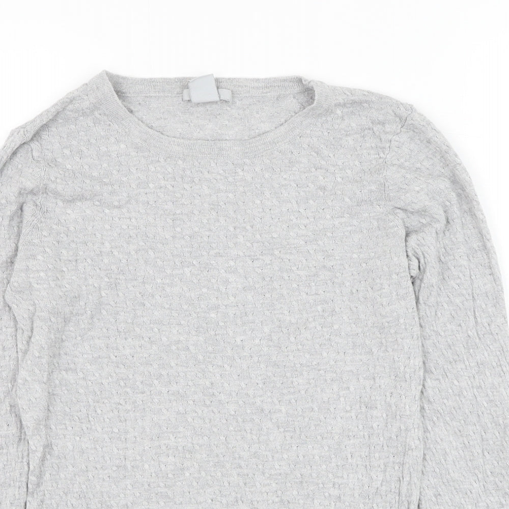 H&M Womens Grey Round Neck Viscose Pullover Jumper Size S
