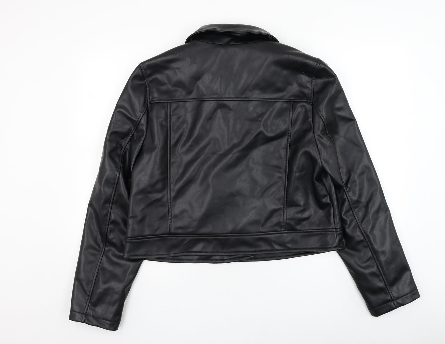 ASOS Womens Black Biker Jacket Size 16 Zip