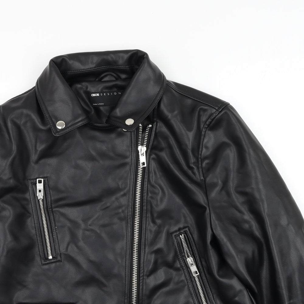 ASOS Womens Black Biker Jacket Size 16 Zip