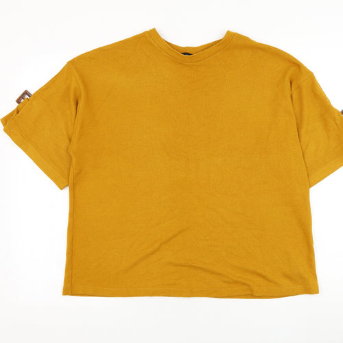 F&F Womens Yellow Round Neck Polyester Pullover Jumper Size 12