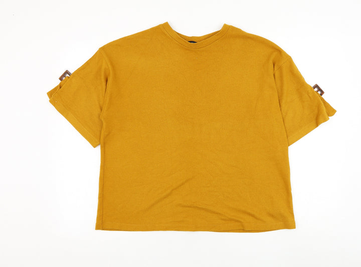 F&F Womens Yellow Round Neck Polyester Pullover Jumper Size 12