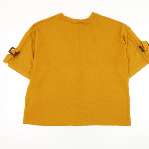 F&F Womens Yellow Round Neck Polyester Pullover Jumper Size 12