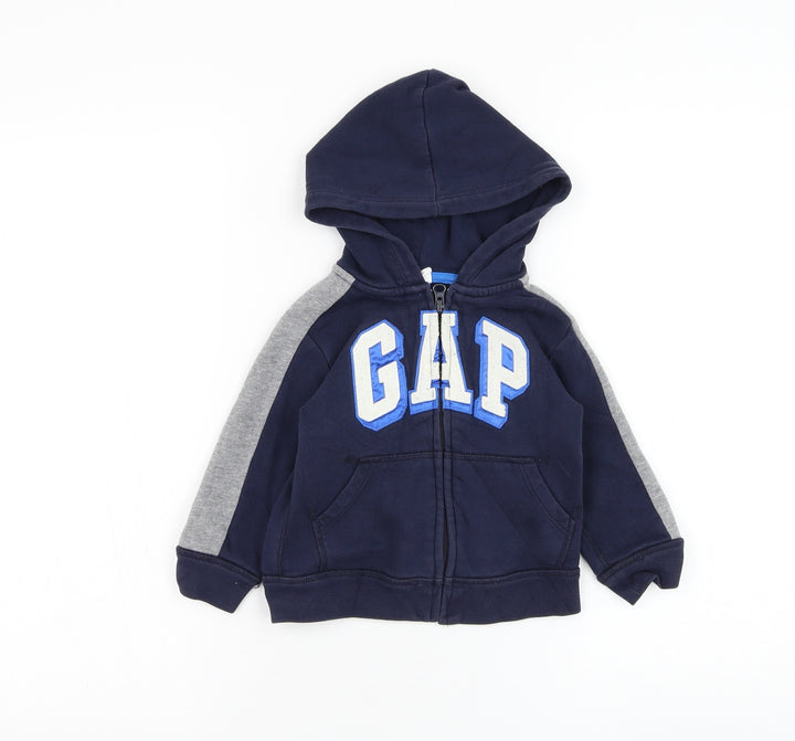 Gap Boys Blue Cotton Full Zip Hoodie Size 2 Years Zip