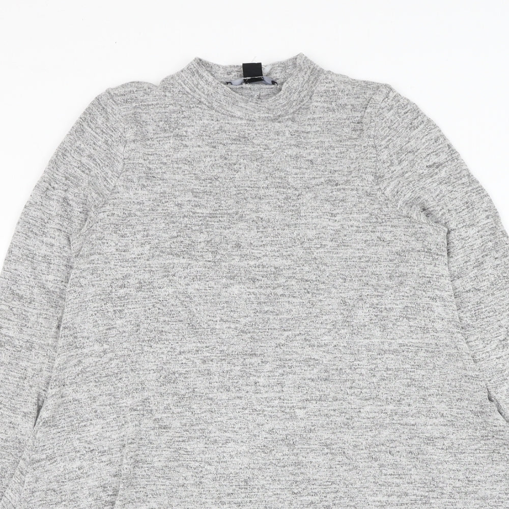 Atmosphere Womens Grey Viscose Jumper Dress Size 12 Mock Neck Pullover