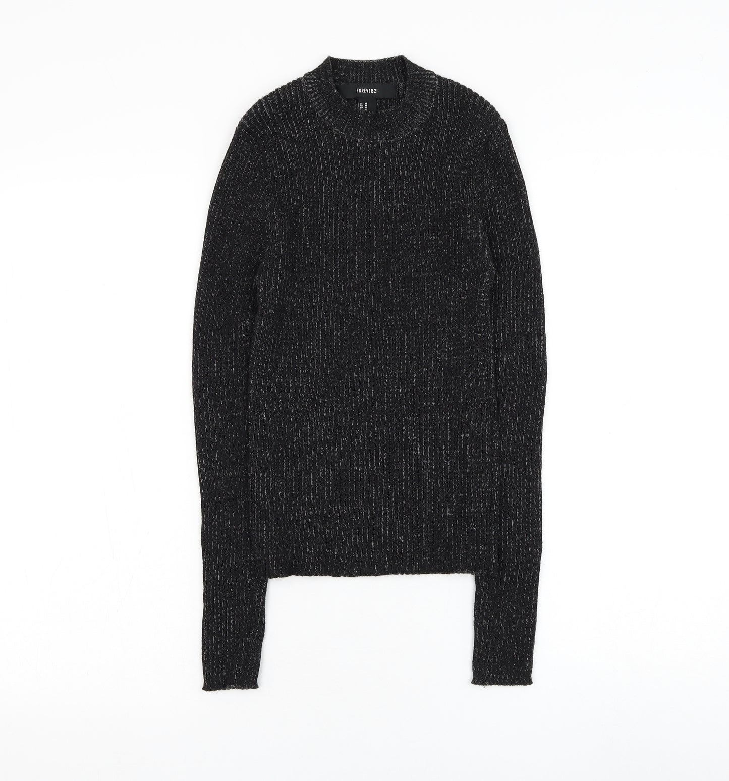 FOREVER 21 Womens Black Round Neck Polyester Pullover Jumper Size M