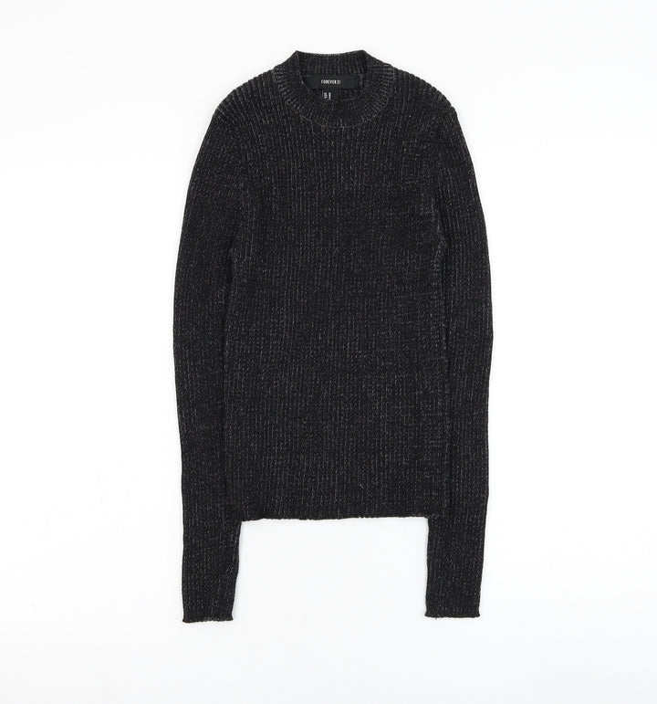 FOREVER 21 Womens Black Round Neck Polyester Pullover Jumper Size M
