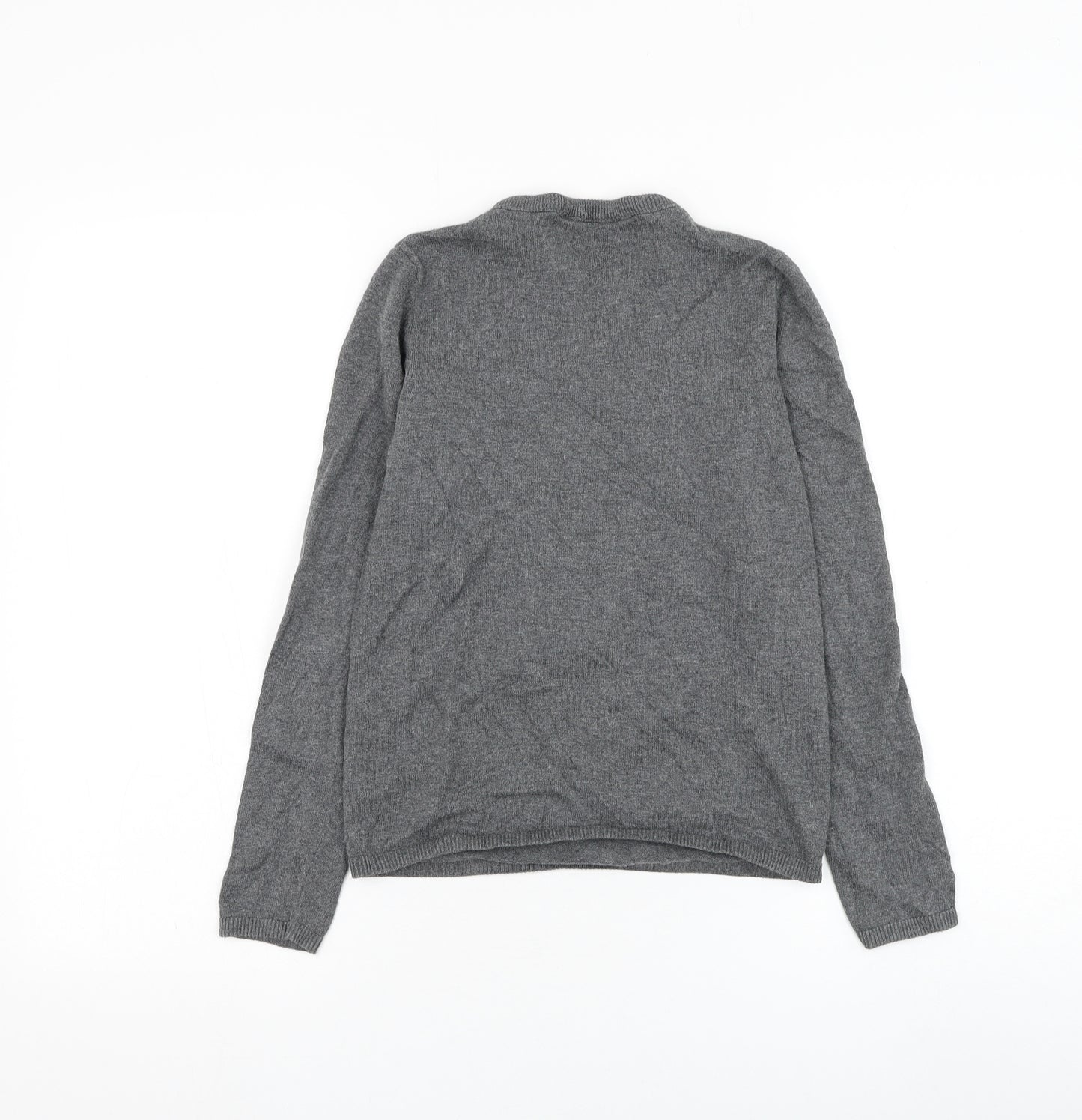 H&M Girls Grey Round Neck Cotton Pullover Jumper Size 9-10 Years Pullover - Christmas