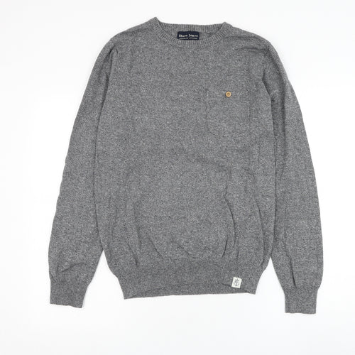 Shore Leave Mens Grey Round Neck Cotton Pullover Jumper Size M