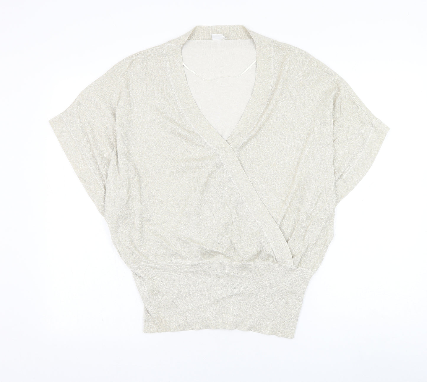 Saint Womens Gold V-Neck Viscose Pullover Jumper Size S