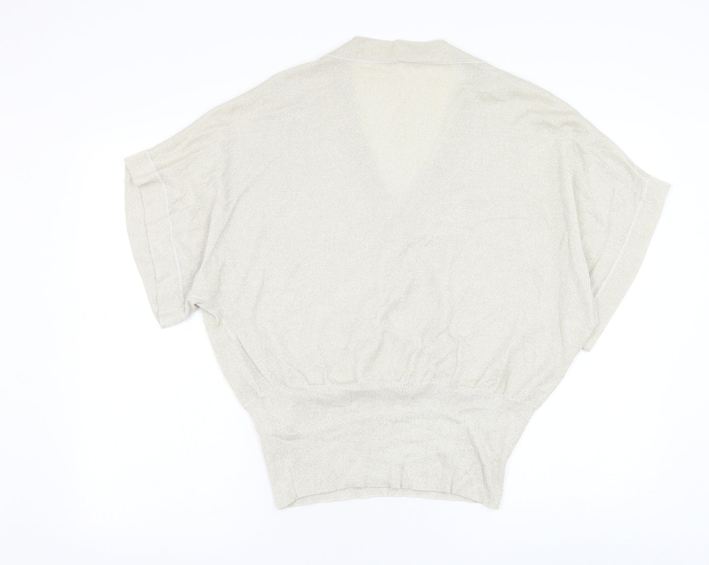 Saint Womens Gold V-Neck Viscose Pullover Jumper Size S