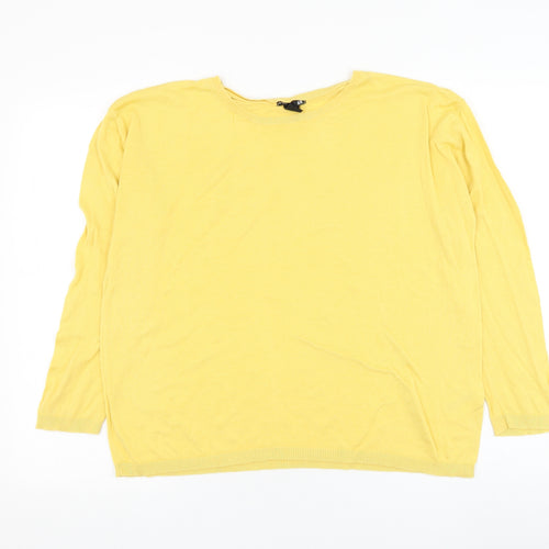 H&M Womens Yellow Round Neck Viscose Pullover Jumper Size M