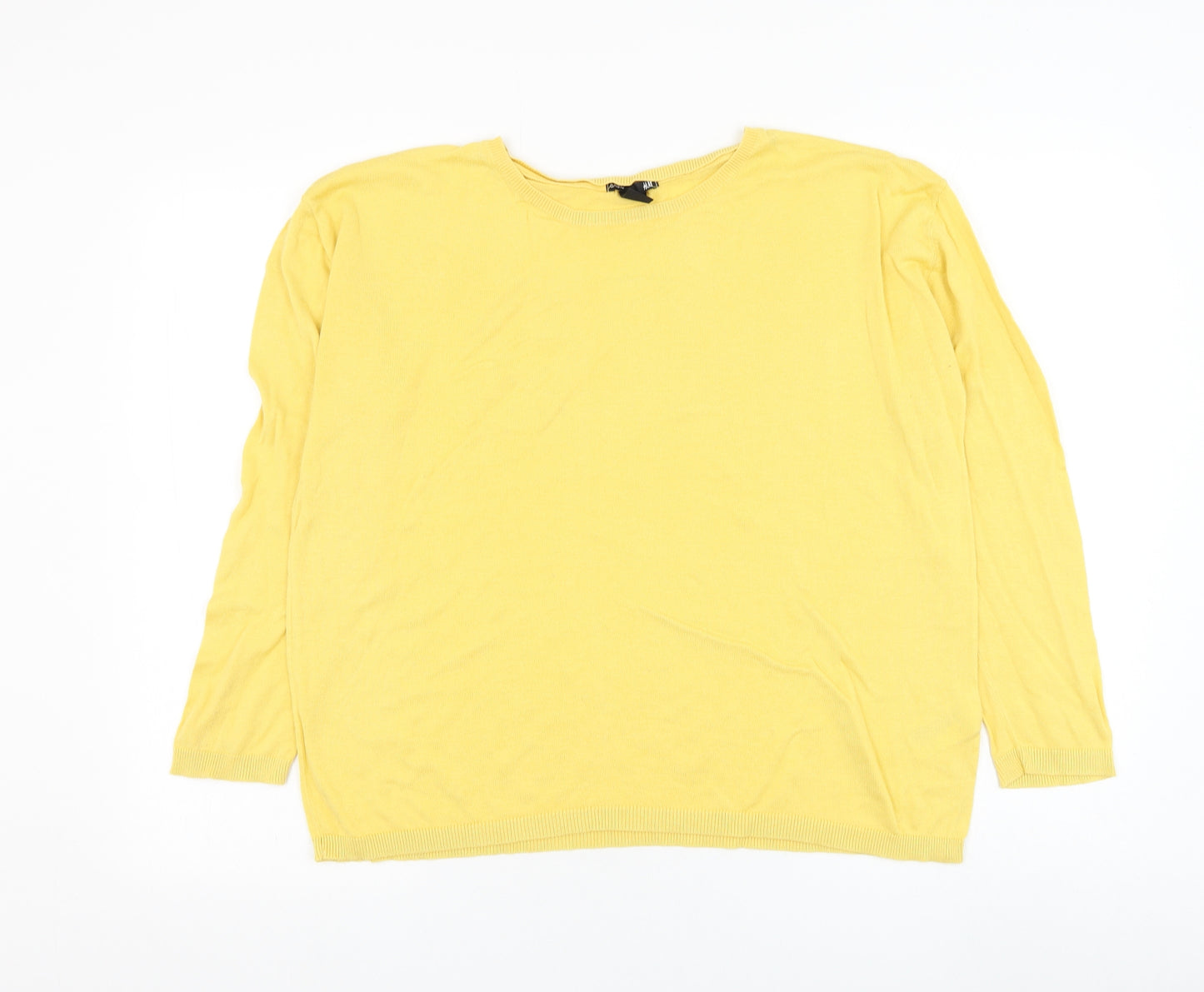 H&M Womens Yellow Round Neck Viscose Pullover Jumper Size M
