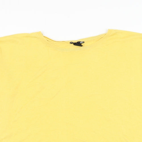 H&M Womens Yellow Round Neck Viscose Pullover Jumper Size M