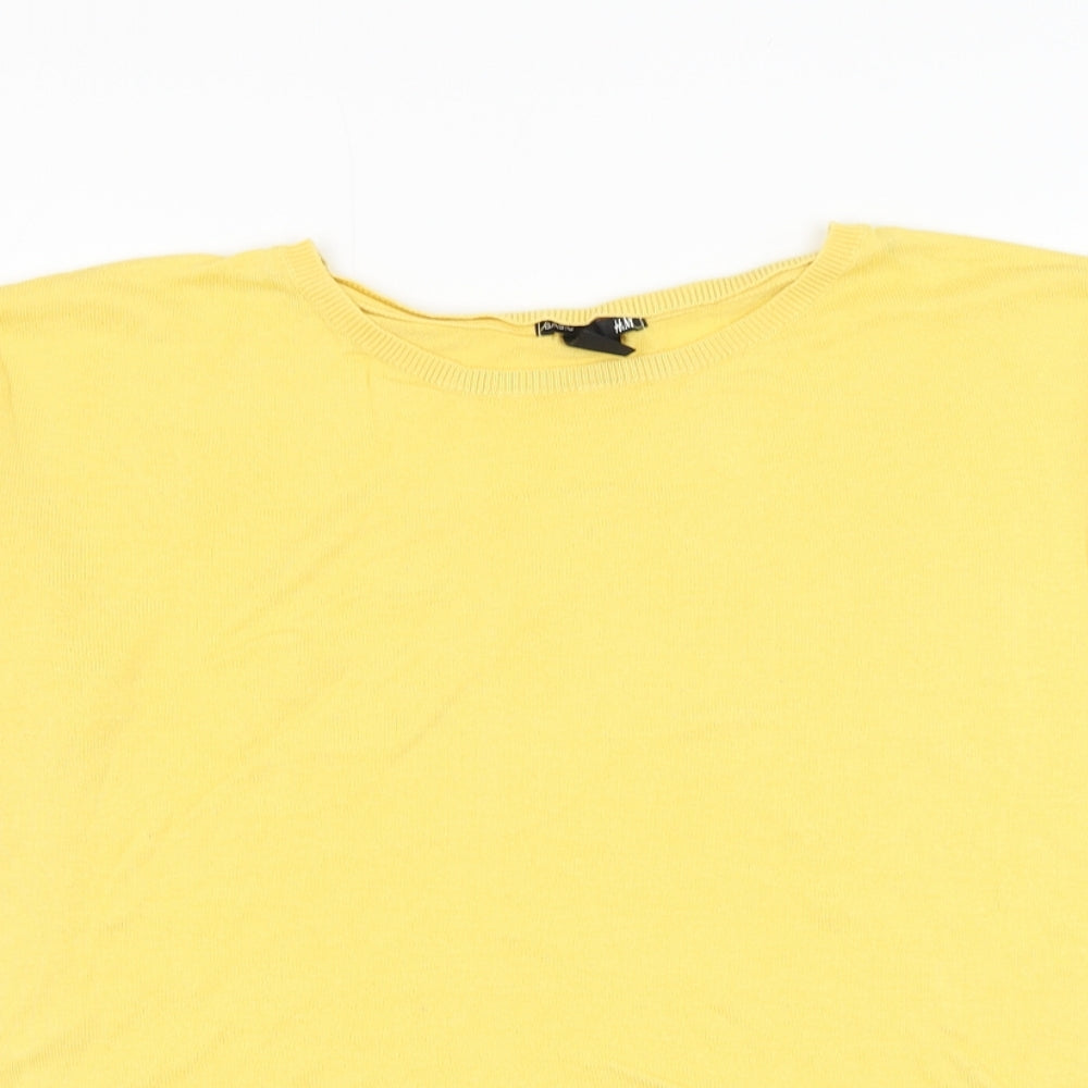 H&M Womens Yellow Round Neck Viscose Pullover Jumper Size M