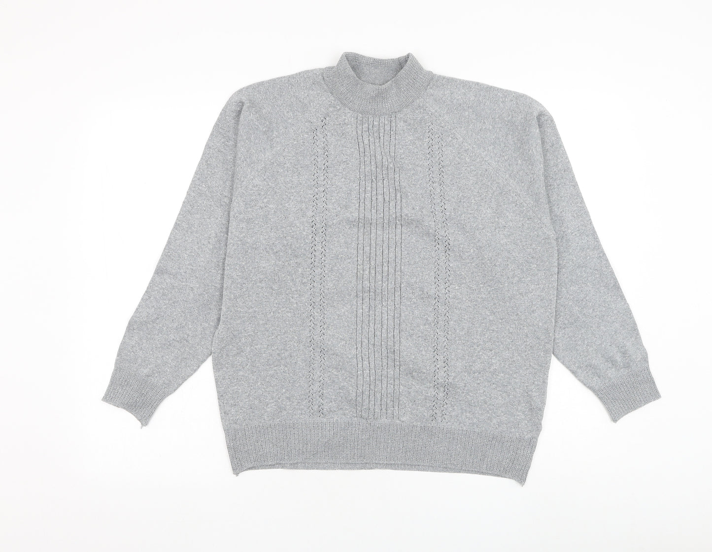 Gilwear Womens Grey Mock Neck Polyester Pullover Jumper Size 12