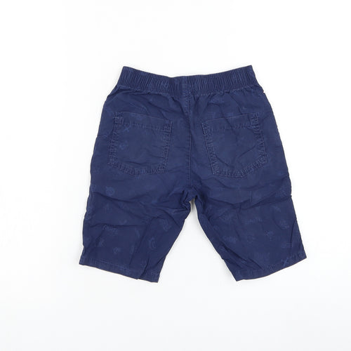 TU Boys Blue Cotton Bermuda Shorts Size 6 Years Regular Drawstring