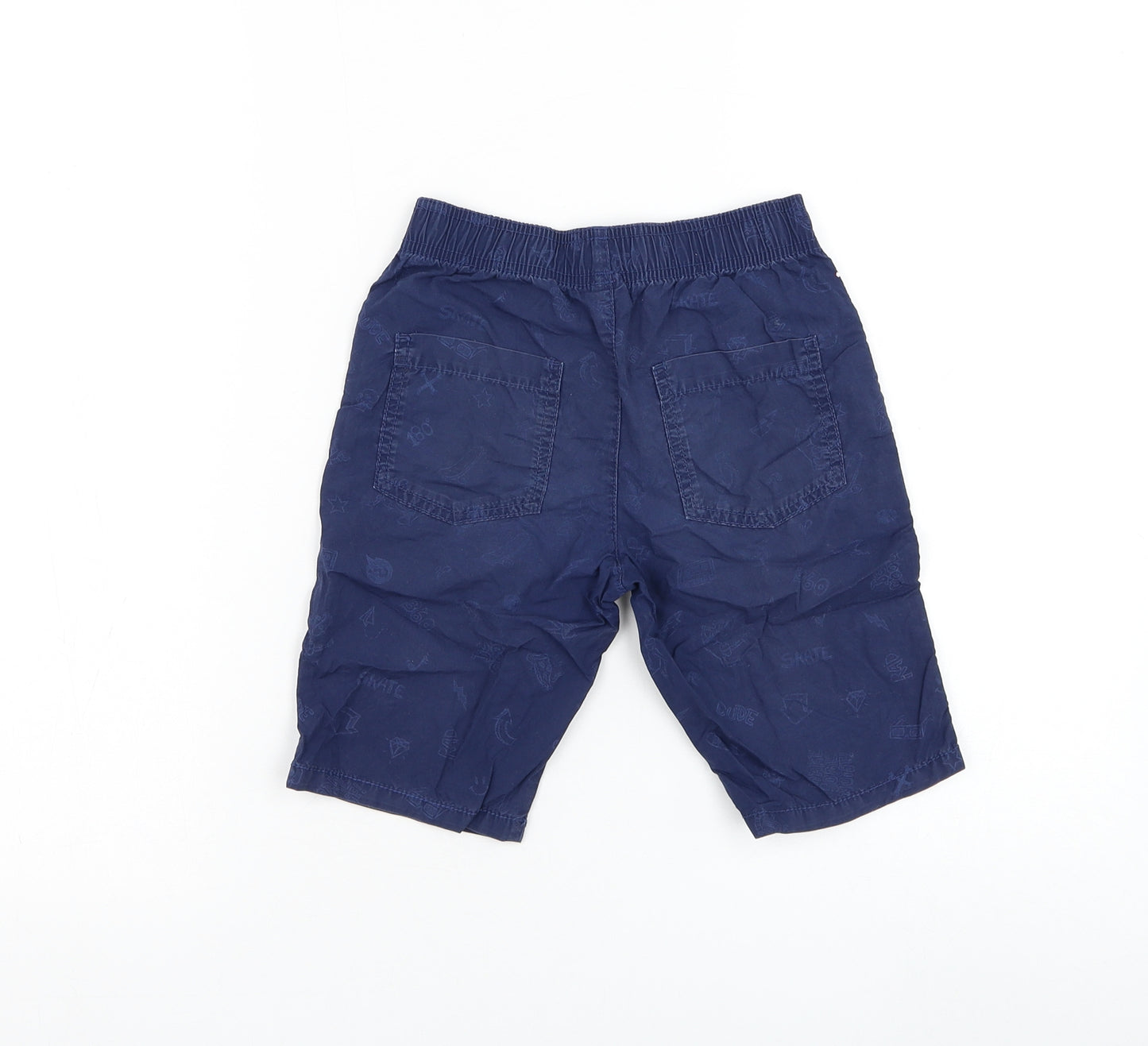 TU Boys Blue Cotton Bermuda Shorts Size 6 Years Regular Drawstring