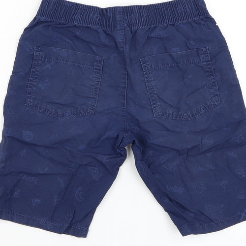 TU Boys Blue Cotton Bermuda Shorts Size 6 Years Regular Drawstring