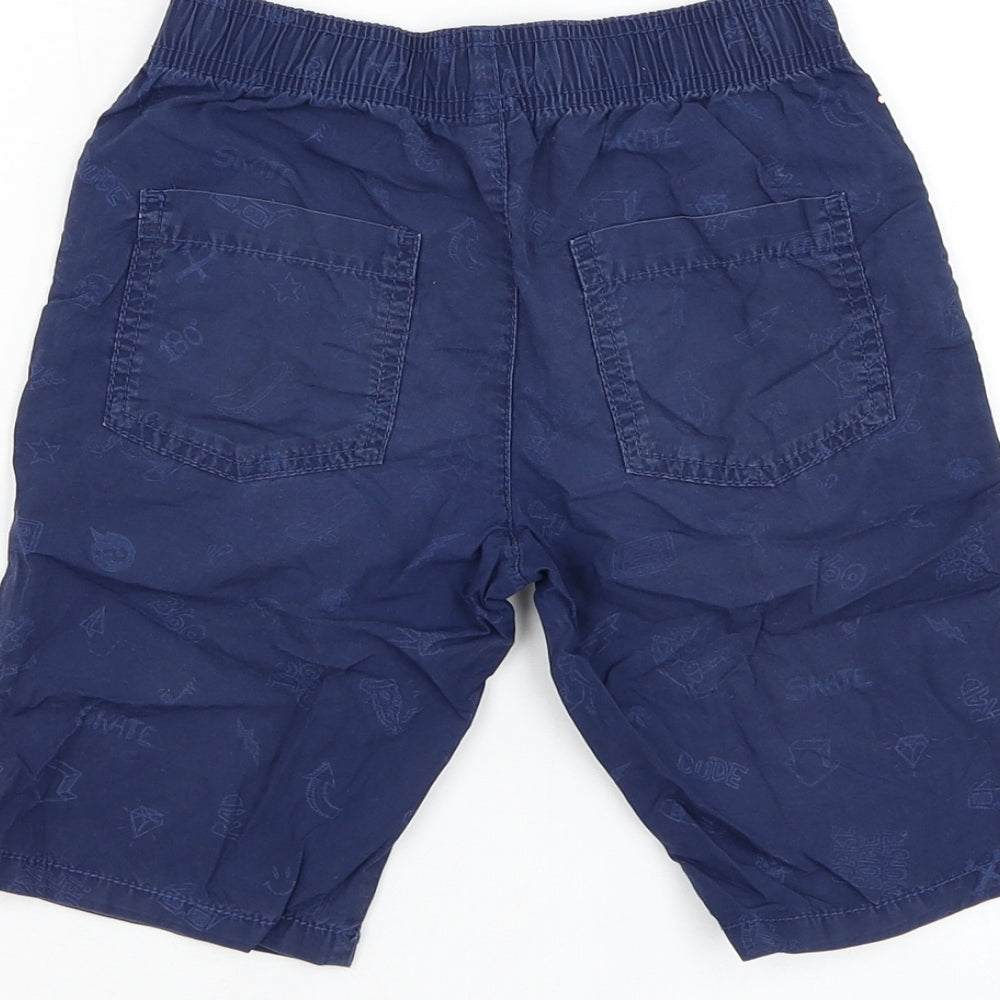 TU Boys Blue Cotton Bermuda Shorts Size 6 Years Regular Drawstring
