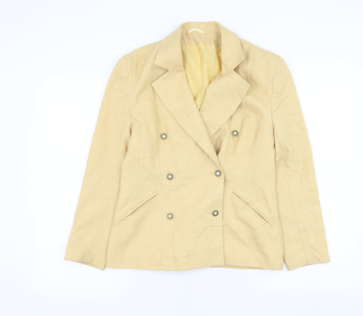 Anne Brooks Womens Yellow Jacket Blazer Size 10 Button