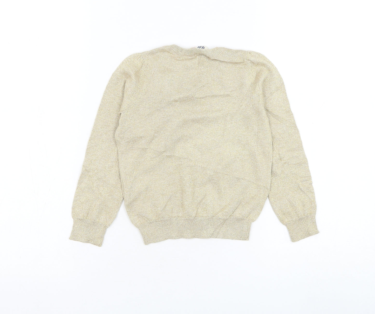 H&M Girls Gold Round Neck Cotton Pullover Jumper Size 3-4 Years Pullover