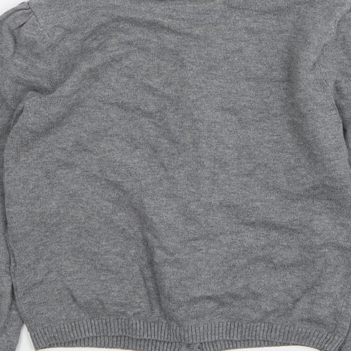 TU Girls Grey Round Neck Cotton Cardigan Jumper Size 8 Years