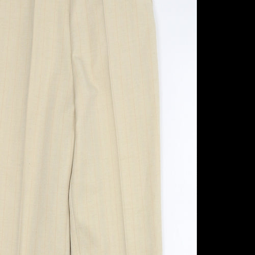 Marks and Spencer Womens Beige Striped Polyester Trousers Size 12 L27 in Regular