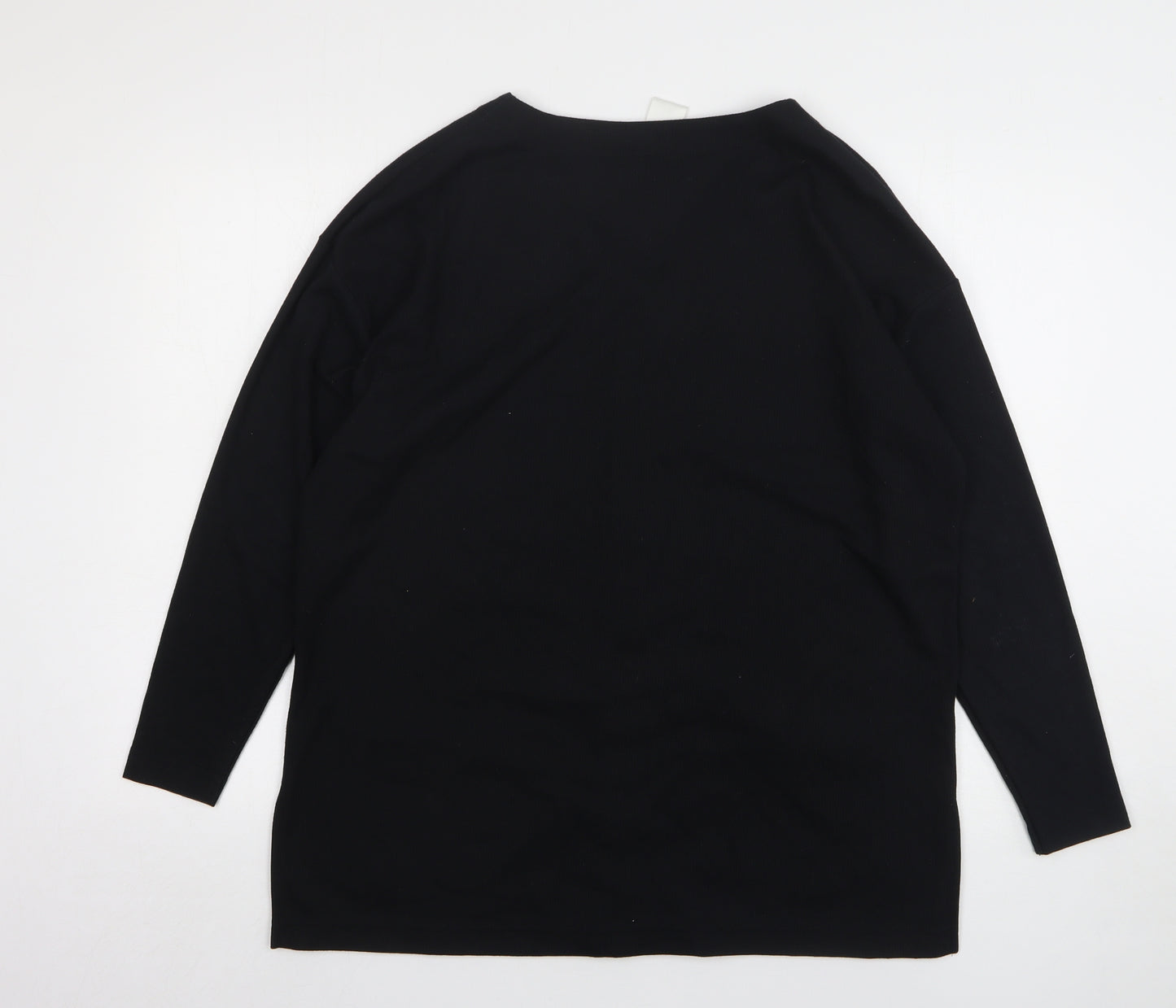 Canda Womens Black V-Neck Cotton Cardigan Jumper Size M