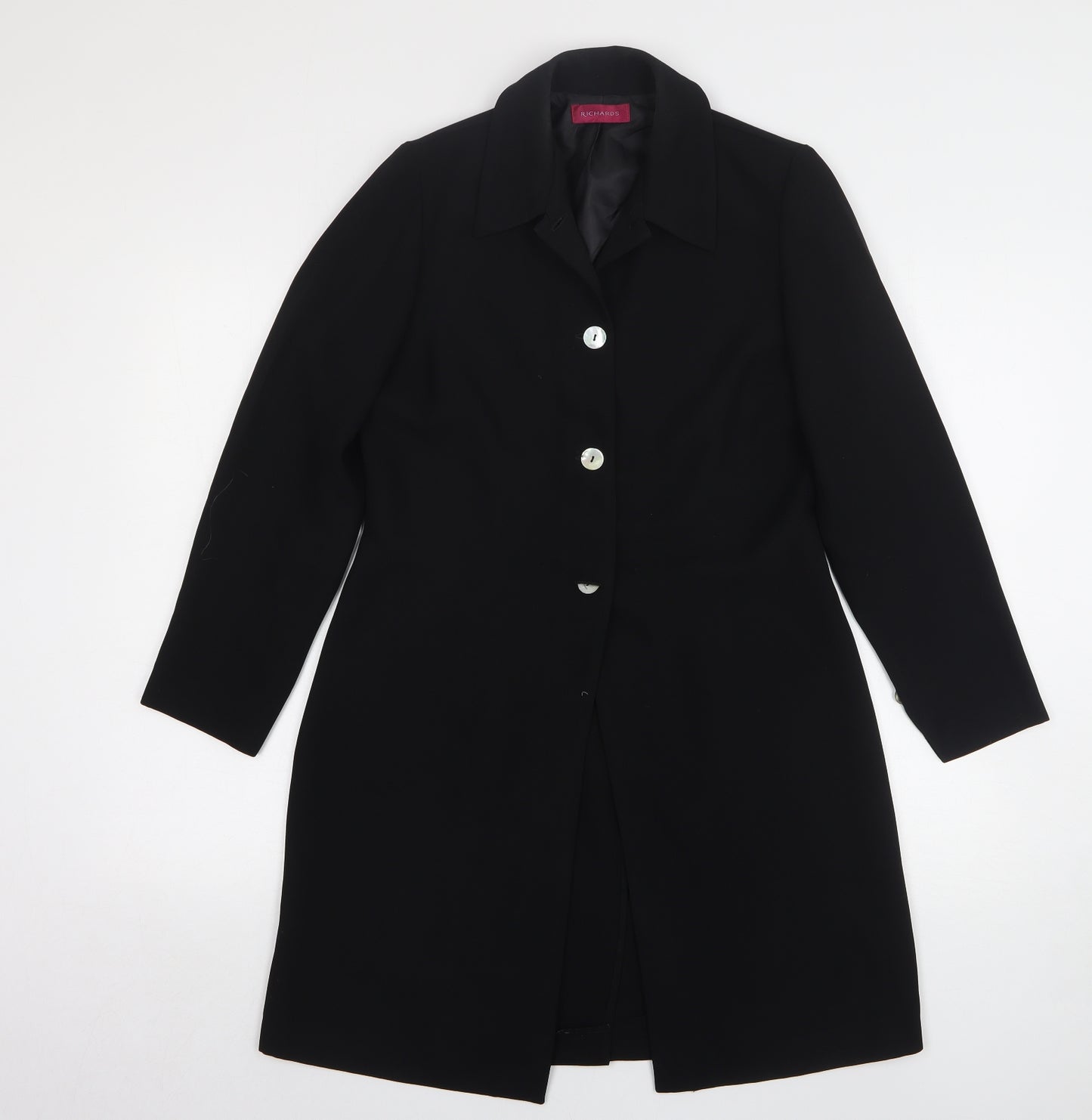 Richards Womens Black Overcoat Coat Size 8