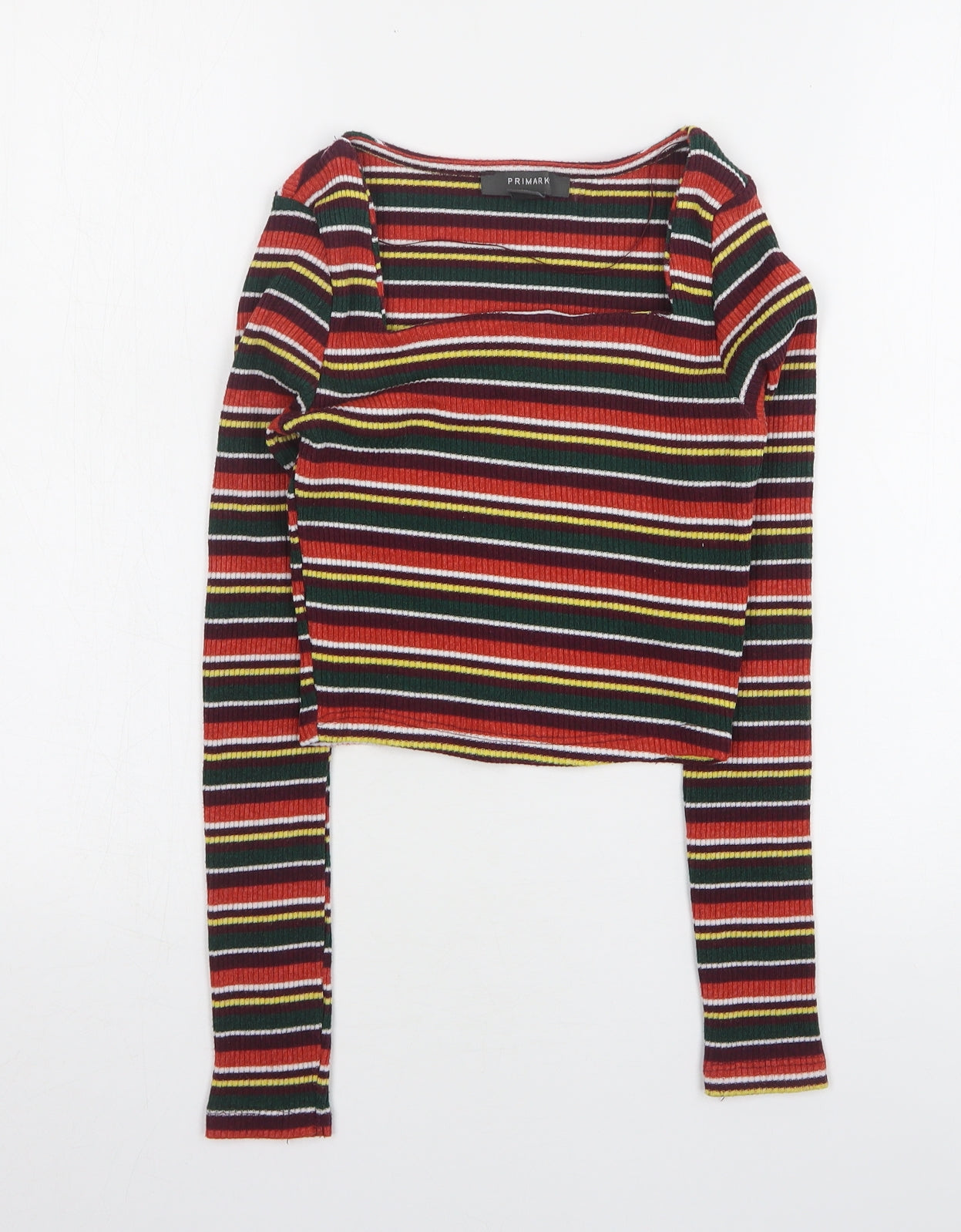 Primark Womens Multicoloured Square Neck Striped Polyester Pullover Jumper Size 4