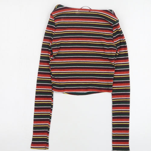 Primark Womens Multicoloured Square Neck Striped Polyester Pullover Jumper Size 4