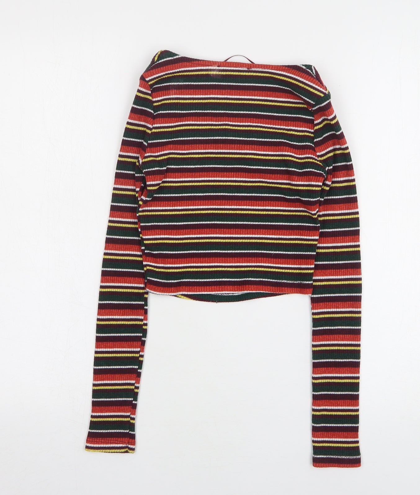 Primark Womens Multicoloured Square Neck Striped Polyester Pullover Jumper Size 4