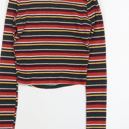 Primark Womens Multicoloured Square Neck Striped Polyester Pullover Jumper Size 4