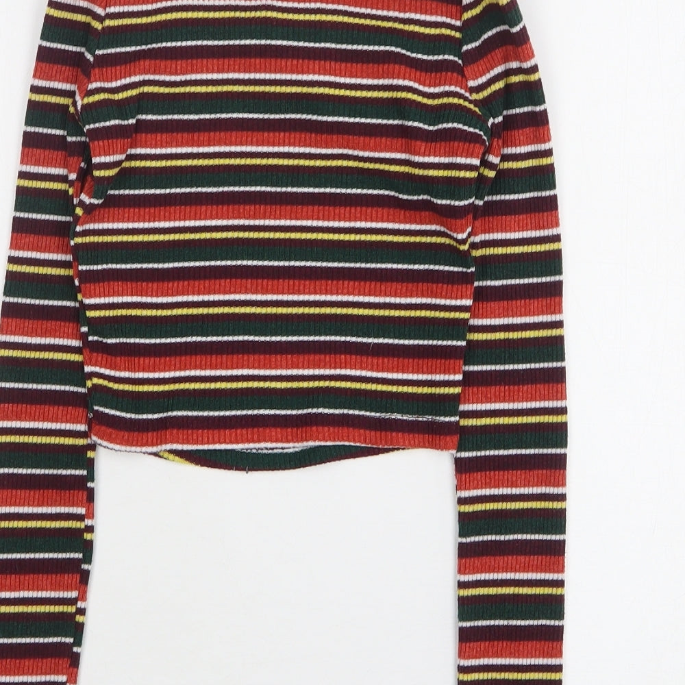 Primark Womens Multicoloured Square Neck Striped Polyester Pullover Jumper Size 4