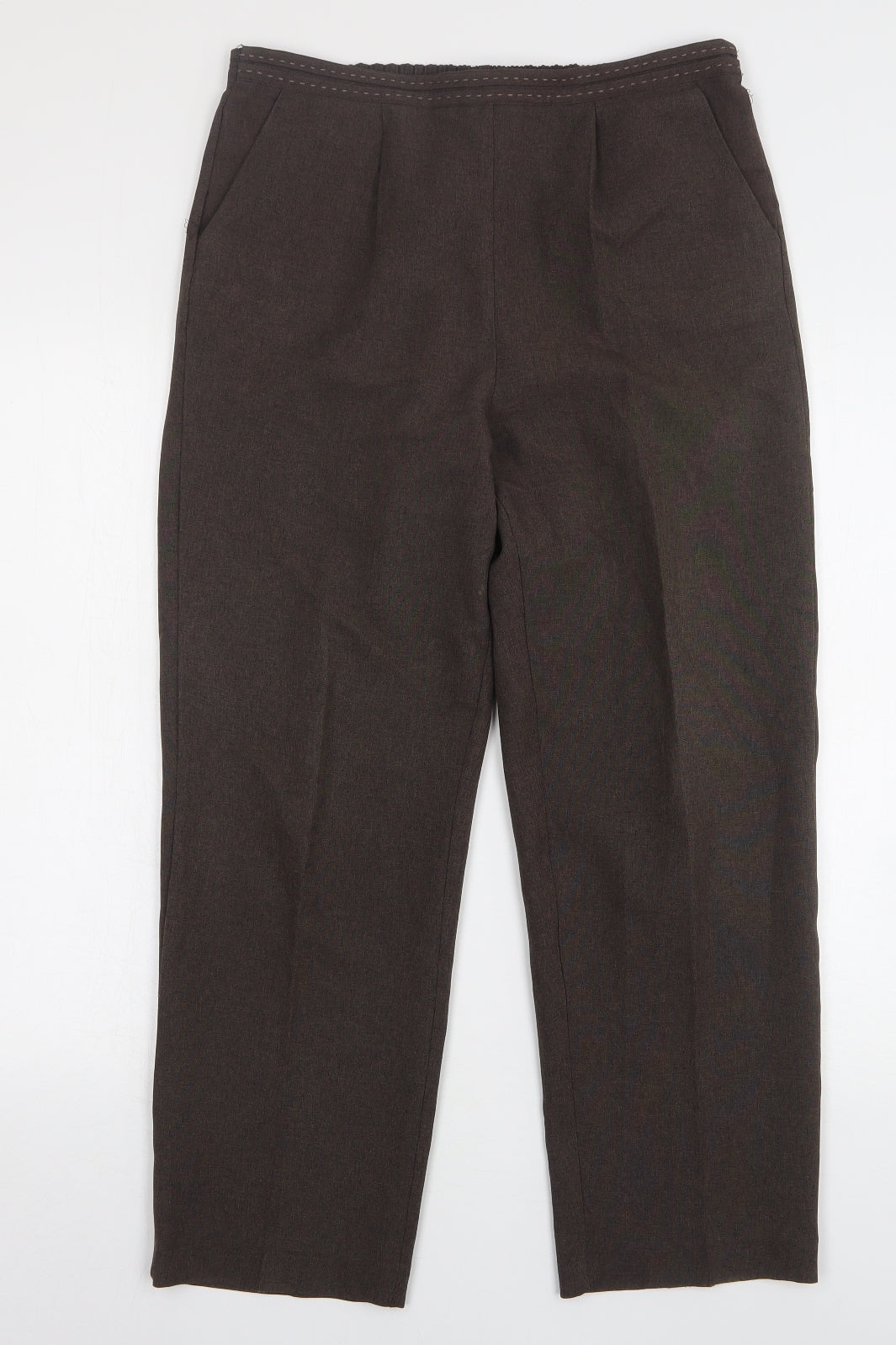 Bonmarché Womens Brown Polyester Trousers Size 10 L27 in Regular