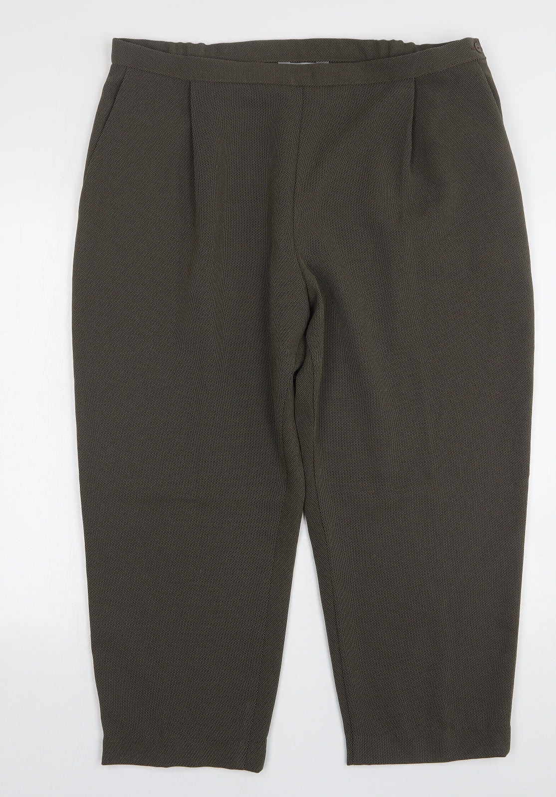 Marks and Spencer Womens Green Geometric Polyester Trousers Size 22 L25 in Regular
