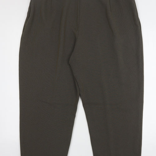 Marks and Spencer Womens Green Geometric Polyester Trousers Size 22 L25 in Regular
