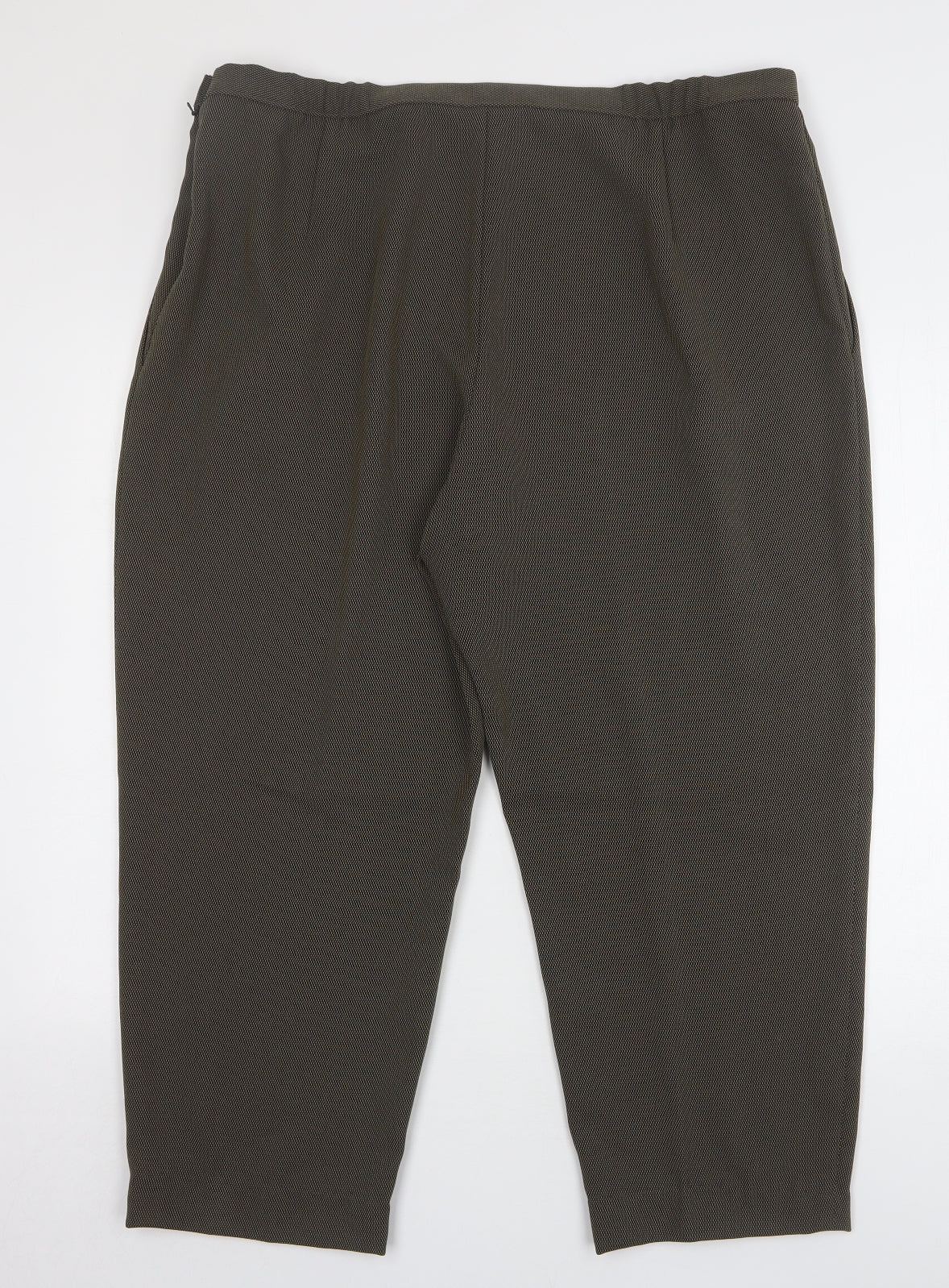 Marks and Spencer Womens Green Geometric Polyester Trousers Size 22 L25 in Regular