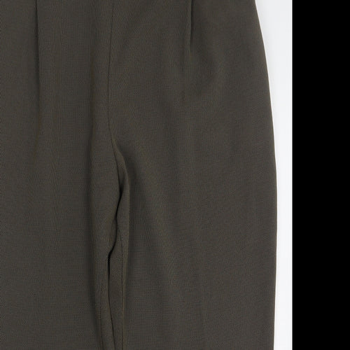 Marks and Spencer Womens Green Geometric Polyester Trousers Size 22 L25 in Regular