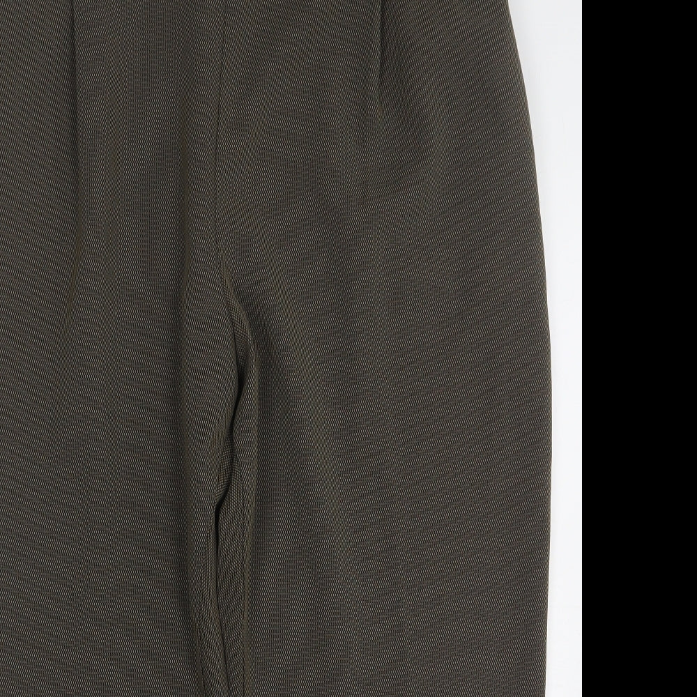 Marks and Spencer Womens Green Geometric Polyester Trousers Size 22 L25 in Regular
