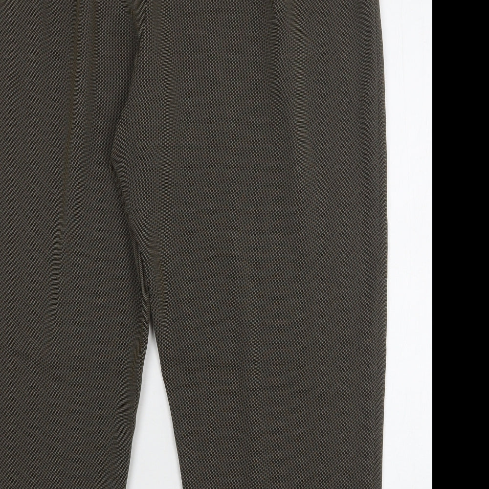 Marks and Spencer Womens Green Geometric Polyester Trousers Size 22 L25 in Regular