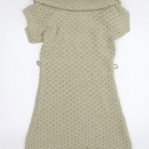 NEXT Womens Beige Acrylic Jumper Dress Size 10 Roll Neck