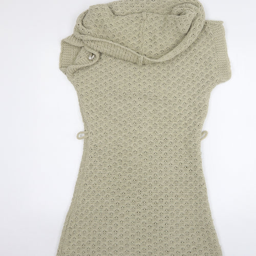 NEXT Womens Beige Acrylic Jumper Dress Size 10 Roll Neck