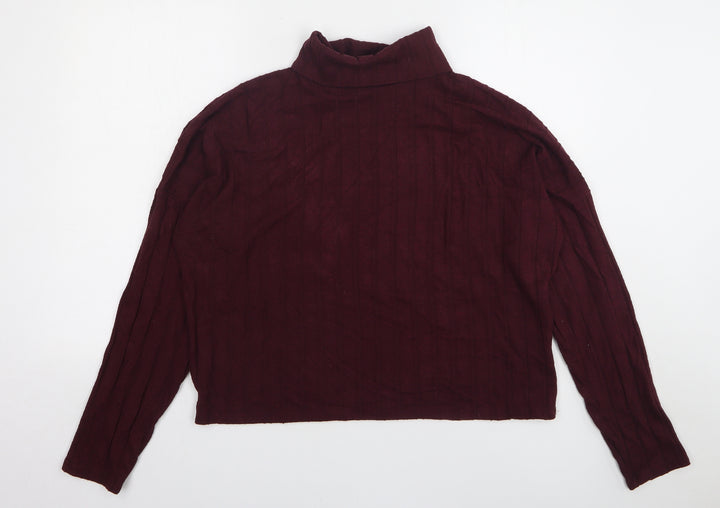 New Look Womens Purple Roll Neck Viscose Pullover Jumper Size L