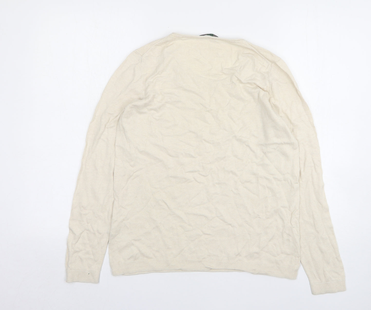 EDC Womens Beige Round Neck Cotton Pullover Jumper Size L