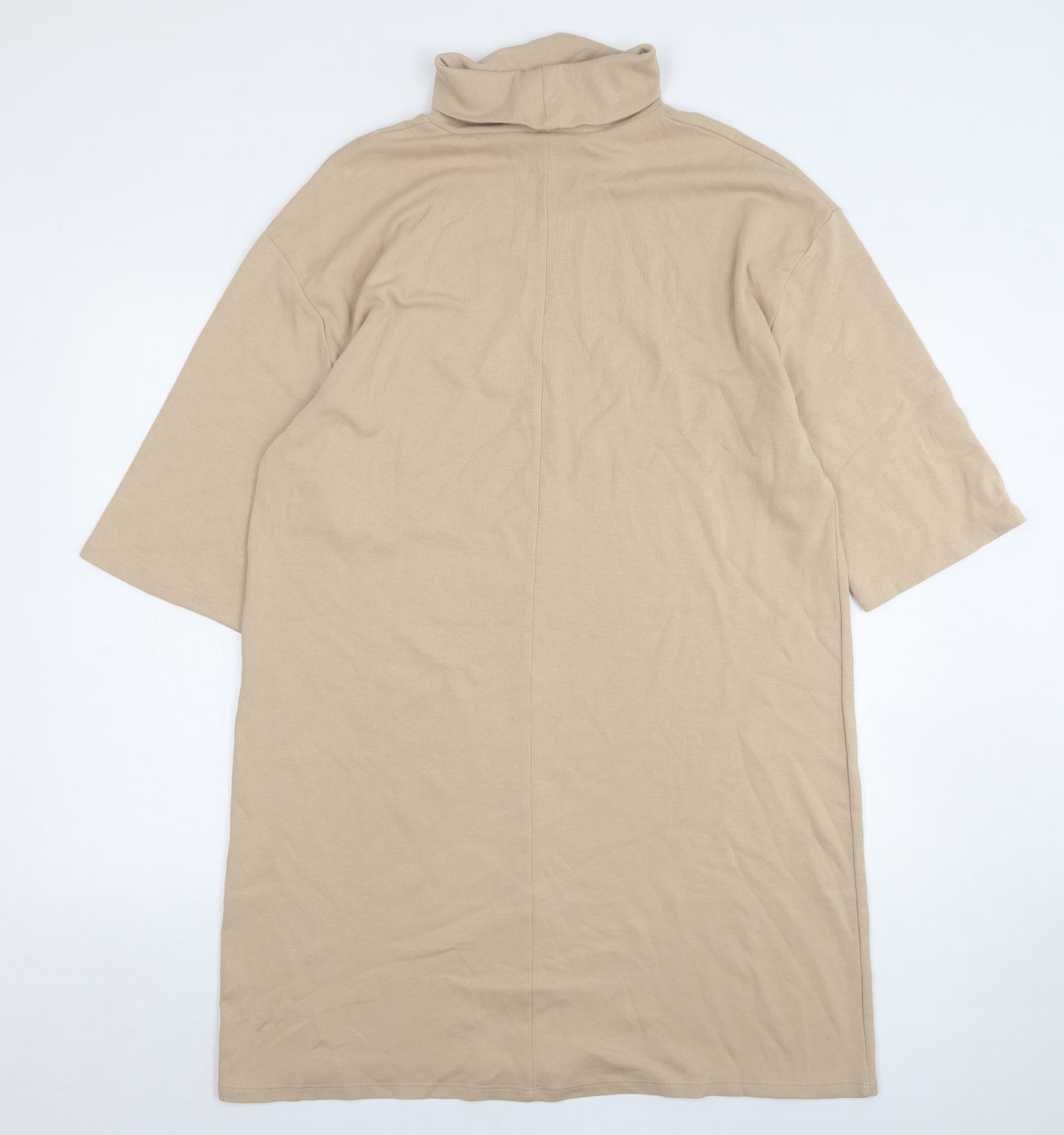 Zara Womens Beige Polyester Jumper Dress Size L Roll Neck