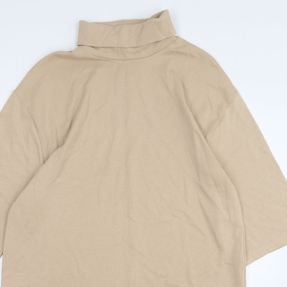 Zara Womens Beige Polyester Jumper Dress Size L Roll Neck