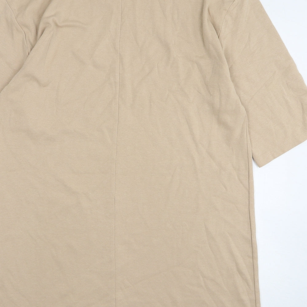 Zara Womens Beige Polyester Jumper Dress Size L Roll Neck