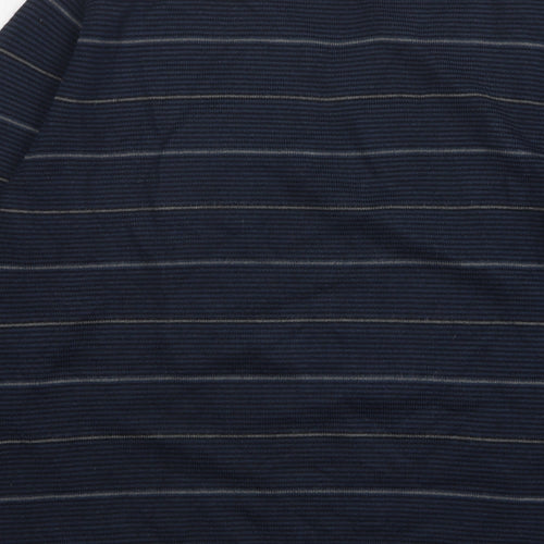 Autograph Womens Blue V-Neck Striped Acrylic Pullover Jumper Size L