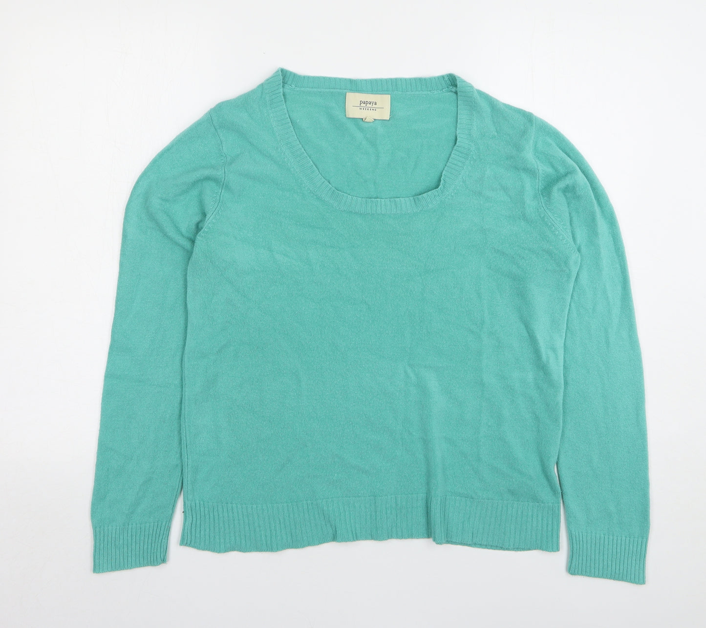 Papaya Womens Green Round Neck Acrylic Pullover Jumper Size 16